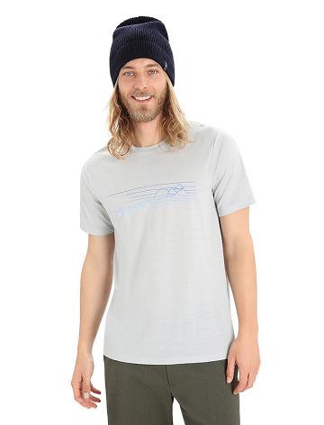 Icebreaker Merino Tech Lite II Lyhyt Sleeve Ski Stripes Miesten T Paidat Beige | FI 1176PJJQ